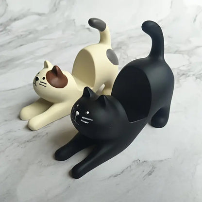 Resin Cat Phone Holder for Home and Office Decor